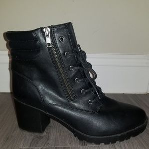 Black combat boots